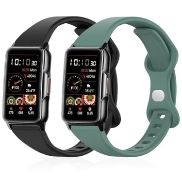 Imagem de Lzwldan Pacote com 2 pulseiras finas para relógio inteligente Mindrose H80 de 3,7 cm, pulseiras esportivas de silicone macio para monitor Mindrose H80 IP68 para mulheres e homens