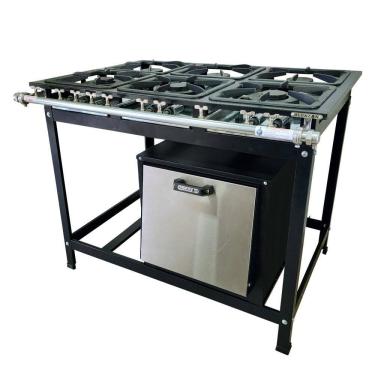 Imagem de Fogão Baixa Pressão 6 Bocas Alcazon com Forno 75 Litros Tampa Inox ACZ-005+ACZF-003