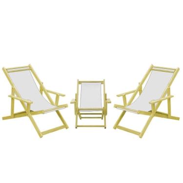 Imagem de Kit 3 Espreguiçadeiras 2 Adulto E 1 Infantil-branco