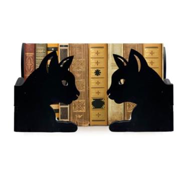 Imagem de Suporte Aparador Bibliocanto De Livros Gato Gatinho Preto Em Mdf Preto Fosco