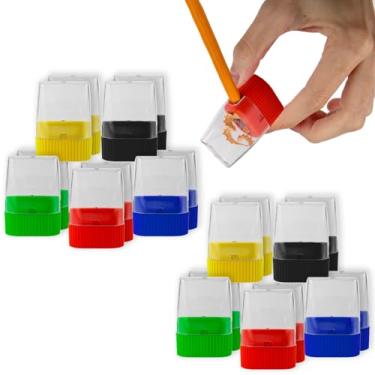 Imagem de Apontadores de lápis manuais sortidos por em pacotes a granel para escola, crianças, professores - Use para lápis coloridos, 2 lápis, artesanato, salas de aula de arte, acampamento, 96 Sharpeners Pack