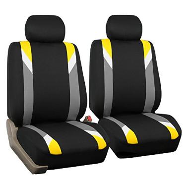 Imagem de FH Group Conjunto de capas de assento de carro de pano frontal para assentos de carro com encosto de cabeça removível, ajuste universal, capa de assento de carro compatível com airbag para SUV, Sedan,