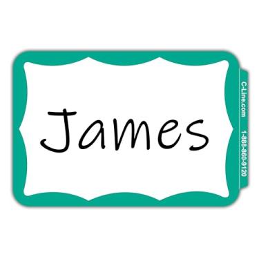 Imagem de C-Line Emblemas de nome sensíveis à pressão, borda verde, 9,5 x 2,25 polegadas, 100 por caixa (92263)