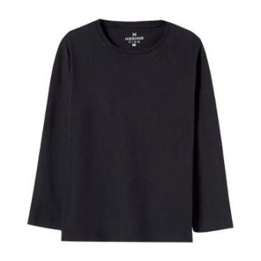 Imagem de Camiseta Básica Hering Kids Infantil Menino Manga Longa Preto-Masculino