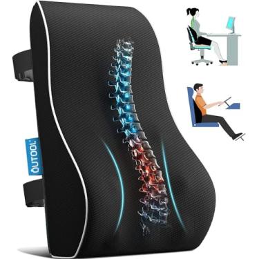 Imagem de (Lumbar Support) - Lumbar Support Pillow for Office Chair Memory Foam Back Cushion for Back Pain Relief Improve Posture Large Back Pillow for Car, Computer Chair, Recliner Breathable Mesh Cover Double Adjustable Straps