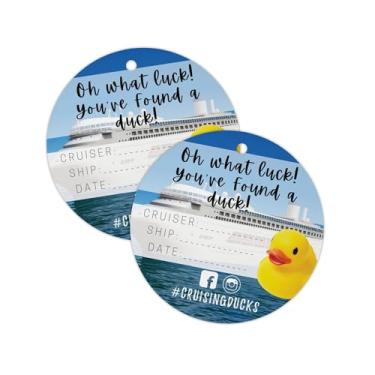 Imagem de Etiqueta de patos cruzeiros com furo | Pacote com 30 | Etiqueta de pato de cruzeiro de borracha de carnaval | Etiquetas circulares de 6,35 cm | #CruisingDucks