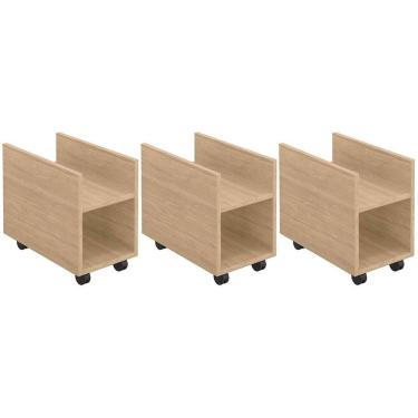 Imagem de Kit 03 Suportes Para Cpu E Nobreak Com Rodízios Guide L03 Amadeirado - Lyam