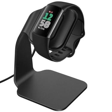 Imagem de CAVN Base de carregamento compatível com Fitbit Charge 5 / Luxe, suporte de carregamento de alumínio de substituição para estação de ancoragem acessórios com cabo USB de 1,3 m para relógio inteligente Charge 5/Luxe