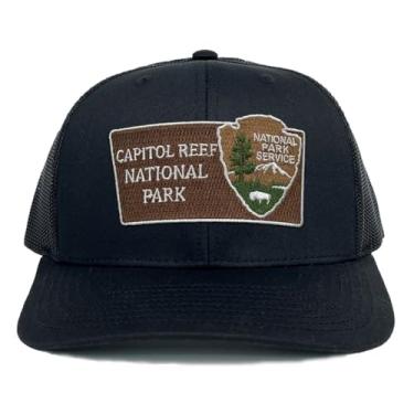 Imagem de Homeland Tees Boné de caminhoneiro Capitol Reef National Park bordado bordado, Preto/Preto, 7-7 3/4