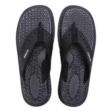 Imagem de Chinelo Masculino Anatômico Ortopédico Antistress em Couro (Preto, BR, Adulto, Numérico, 43)