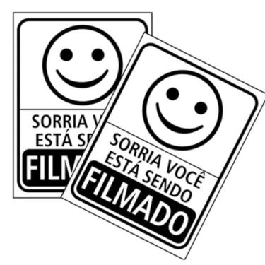 Imagem de 02 Placas Aviso Sinalização Sorria Você Está Sendo Filmado