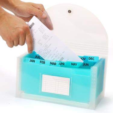 Imagem de H4D Pasta de arquivo expansível tamanho cheque 13 bolsos, organizador de arquivos sanfonado para armazenamento de recibos de cupons, 25,4 x 14 cm, azul-petróleo
