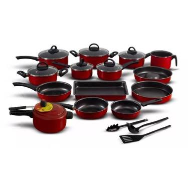 Imagem de Conjunto Panelas Antiaderente 17 Peças Vermelho - Marpal