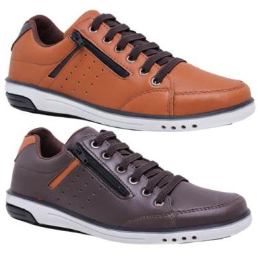 Imagem de Kit 2 Pares Sapatênis Masculino Casual Fechamento Elastico e Ziper - S