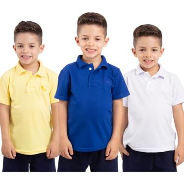 Imagem de 3 Camisa Polo Infantil A Melhor Qualidade É Aqui Estilo Rei, Kit 2 azu