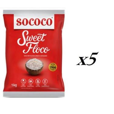 Imagem de Coco Ralado Sococo Sweet Floco úmido e adoçado- Kit 5 kilos - Lynx pro