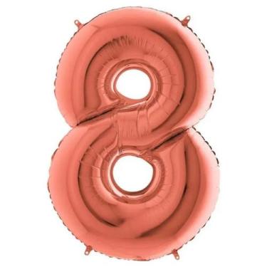 Imagem de Balão Metalizado Número 8 Rosé Gold - 14'' (36 cm) - Foil Balloon