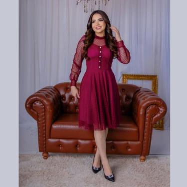 Imagem de Vestido Feminino Midi Festa Noiva Casual Branco De Tule Lindo Elegante