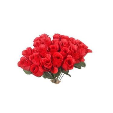 Imagem de Kit 2 Buquê Flor Artificial Botão Rosa Vermelha Casamento - Zonaro Sto