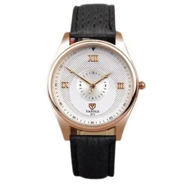 Imagem de Relógio Masculino Preto Fundo Creme Números Romanos C/Caixa - Yazole