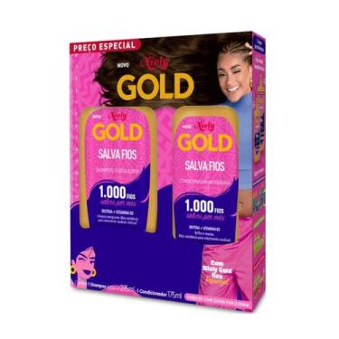 Imagem de Shampoo 275ml E Condicionador 175ml Niely Gold Salva Fios Antiquebra  