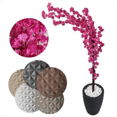 Imagem de Cerejeira Japonesa Artificial Curvada Pink Grande Vaso Decorativo - Fl