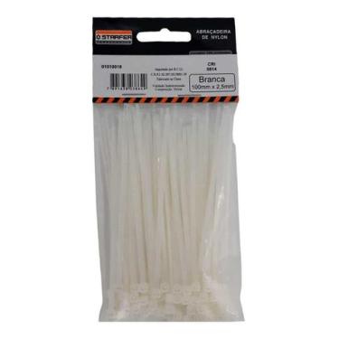 Imagem de 100 Abraçadeiras Nylon Cinta Plástica na cor branca 2,5x100mm Branca -