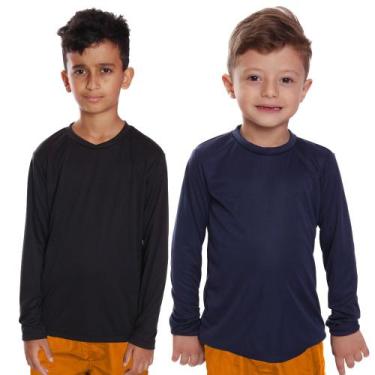 Imagem de Kit 2 Camisetas Infantil Menino Proteção UV Térmica Solar Manga Longa 