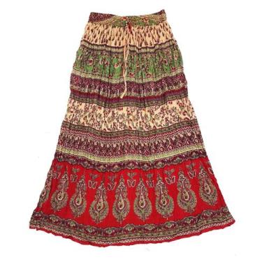 Imagem de Saia Indiana Maia Longa Estampada P M G e GG Várias Cores - Neha, Verm