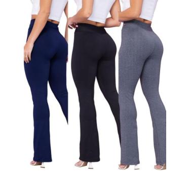 Imagem de Kit 3 Flare Legging - MOVEment, Preto, Azul, Cinza, GG