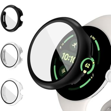 Imagem de RICHONE [Pacote com 3] Protetor de tela rígido para PC compatível com Google Pixel Watch 3 capas de 45 mm de alta sensibilidade, leve, anti-queda, acessórios para relógio inteligente Google para