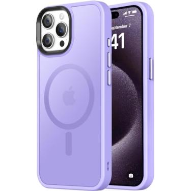 Imagem de Thomo Capa magnética forte para iPhone 15 Pro Max, [compatível com Magsafe] [teste de queda de grau militar de 3 pés] Capa protetora fina fosca translúcida para iPhone 15 Pro Max de 16,7 cm, roxo