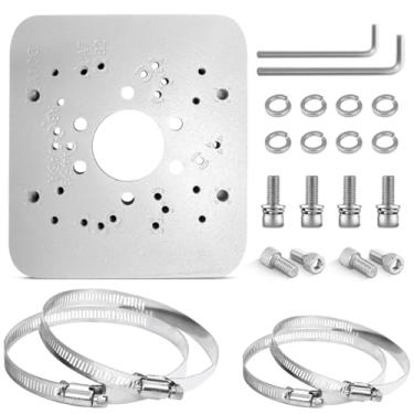 Imagem de OOSSXX Suporte universal de montagem de parede para câmera de segurança, suporte adaptador vertical para câmera CCTV, braçadeira de mastro, braçadeiras de painel solar, equipamento de vigilância por