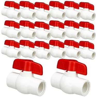 Imagem de Hiboom Válvula de esfera de PVC SCH40 NPT Válvula de esfera de desligamento rosqueada com alça fácil de girar, classificada em 150 psi, programação 40 x rosca fêmea (20 peças, 3/4 polegadas)