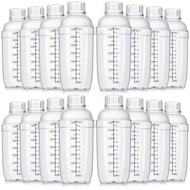 Imagem de Lallisa Conjunto de coqueteleira de plástico com 16 peças, misturador de bebidas, boba, coador, ferramenta de mistura de plástico para chá, café, bar, bolha, leite, presente de Natal (700 cc/680 g)