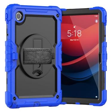 Imagem de Capa de proteção à prova de quedas com suporte e alça de rotação de 360° [suporte de caneta] e capa protetora de tela para tablet Lenovo Tab M10 Plus 3ª geração (TB-125F/128F) 10,6 polegadas (azul