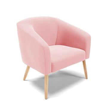 Imagem de Cadeira Sala De Jantar Pé Palito Natural Stella Suede D03 - D`rossi Cor Rosa Bebê