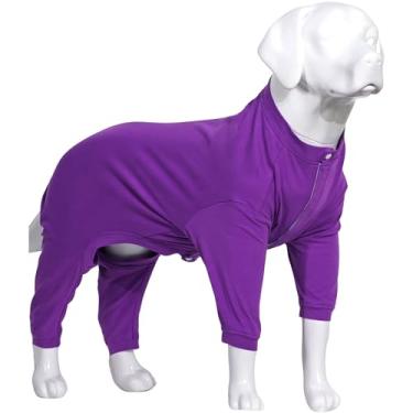 Imagem de Lovelonglong Pijama leve para cães de 1,8 m, macacão de algodão puro com 4 pernas, macacão para cães, fantasia elegante de cachorro para cães grandes e médiosLovelonglong XS (Small Dog ~6 Lbs) roxo