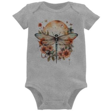 Imagem de Body Bebê Libélula, Lua e Flores - Foca na Moda, Cinza, G