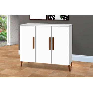 Imagem de Buffet aparador Colombia 3 portas balcão retrô fechado cor Branco bril