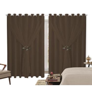 Imagem de Cortina Blackout PVC 3,00m X 2,40m Com Voil Tabaco - Ibitinga Decora
