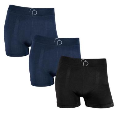 Imagem de Kit 3 Cueca Boxer Box Basic Microfibra Sem Costura Elastano - RP, 2 az