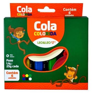 Imagem de Cola Escolar 6 Cores Colorida Artesanato 25g- Leo & Leo - LEO&LEO