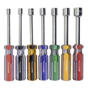 Imagem de Kit Jogo Chave Canhão Sextavada 7pçs 5MM À 11MM P/parafusos - Tradesta