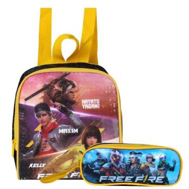 Imagem de Kit Escolar Lancheira Térmica + Estojo Duplo Free Fire Gamer - Clio, F