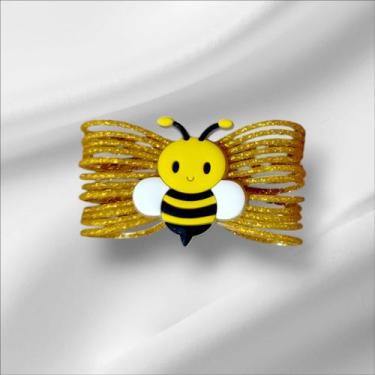 Imagem de Laço Infantil ou Pet Emborrachado Abelhinha, Dourado