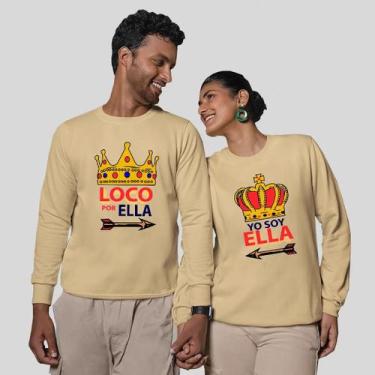 Imagem de Kit 2 Blusas Frio Moletom Careca Sem Capuz Casal Namorados Loucos - MP