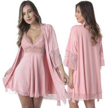 Imagem de Robe Medusa de Microfibra Light e Renda Feminino - Biografia da Moda, 