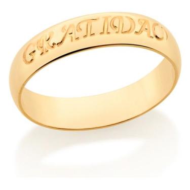 Imagem de Aliança Escrito Gratidão.5,0mm 512965 - Rommanel, Branco, 16