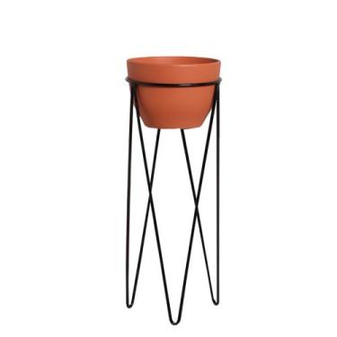 Imagem de Cachepot Decorativo em Cerâmica Home Modelo Consumê com Suporte G Terr